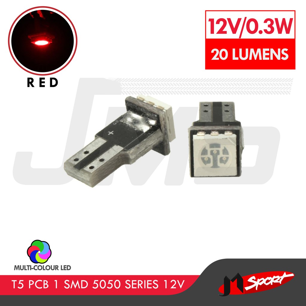 Lampu LED Mobil / Motor / Speedometer / Dashboard T5 PCB 1 SMD - Red