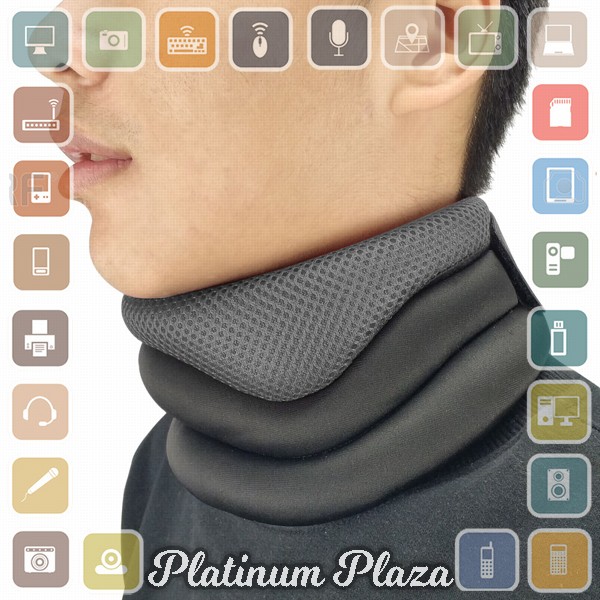 PASTSKY Penyangga Leher Elastic Collar Neck Belt Cervical Traction Breathable Size L `2TKR78-- Black