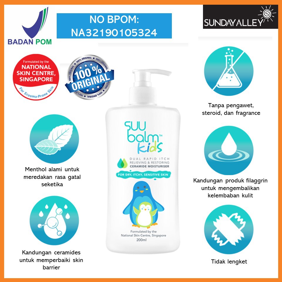 ORIGINAL Suu Balm Kids Moisturiser 25ml 75ml 200ml untuk Kulit Kering Gatal Sensitif Eksim Eczema