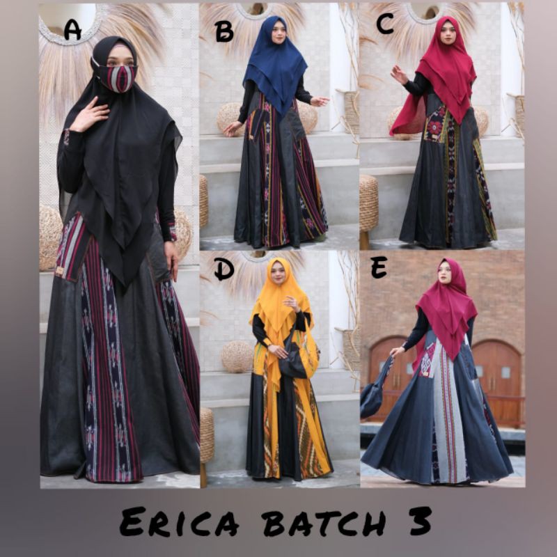 FREE TAS Erica by Viendra Syari Gamis Set Khimar Cerruty Gami Denim Gamis Batik Songket