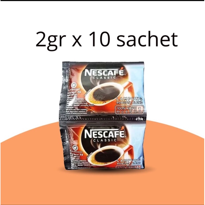 

NESCAFE Classic Black Coffee Powder Kopi Klasik Hitam Bubuk Instant 2g x 10 Sachet