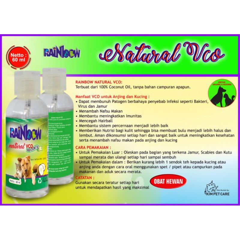 Rainbow Natural VCO uk 60 ml  untuk anjing dan kucing