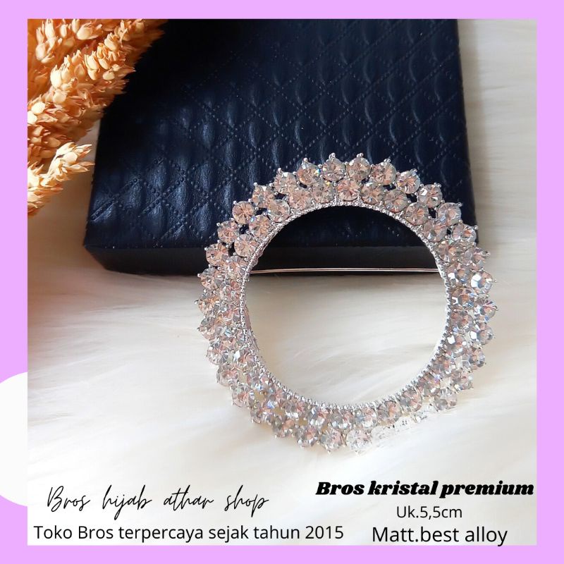 Athar shop COD Bros mutiara kristal fashion korea aksesoris fashion pin bros tuspin-Bulat kristal perak