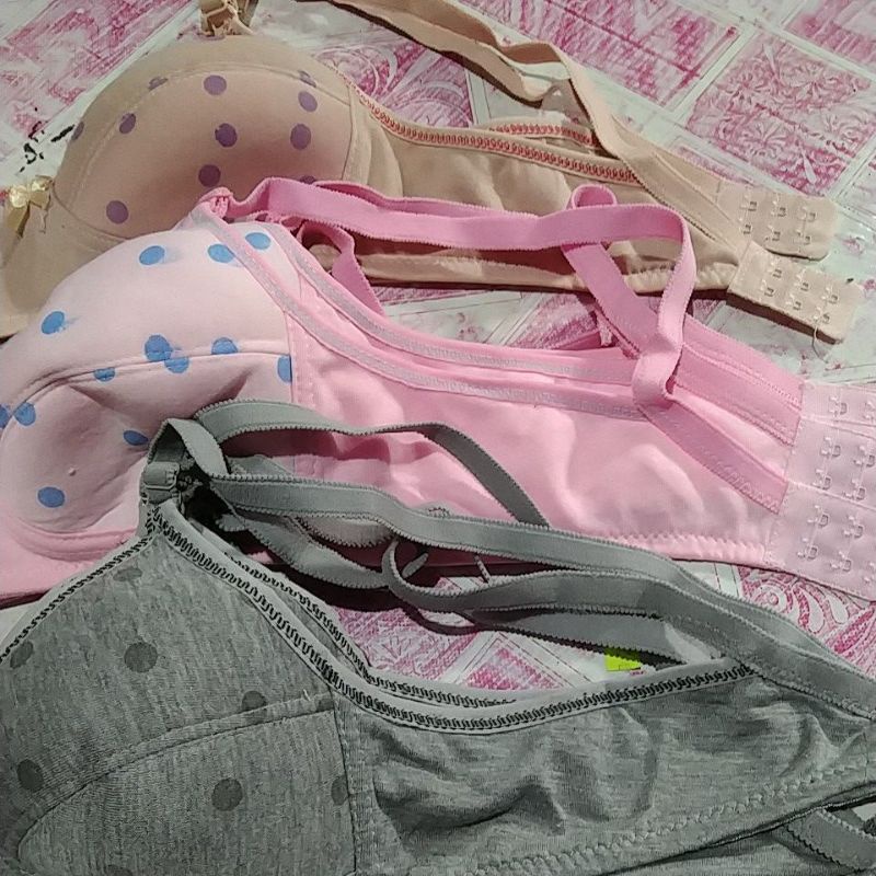 bh bra sport remaja polkadot banom tanpa busa termurah/ sport bra remaja bintik bintik tanpa kawat kait 2