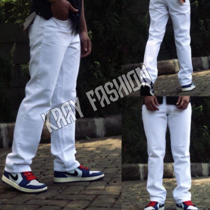 Best Seller❀ CELANA JEANS PRIA UKURAN JUMBO/BIG SIZE CELANA JEANS LEVIS PUTIH PREMIUM 35 ✻