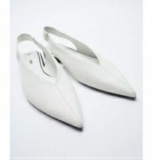 zara white sling flat shoes size 40