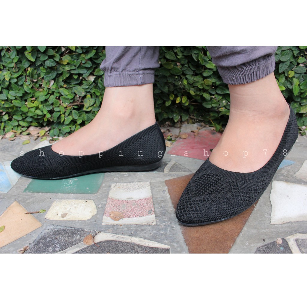 Sepatu Wanita Flat Shoes Rajut Lancip Gratica AW 92