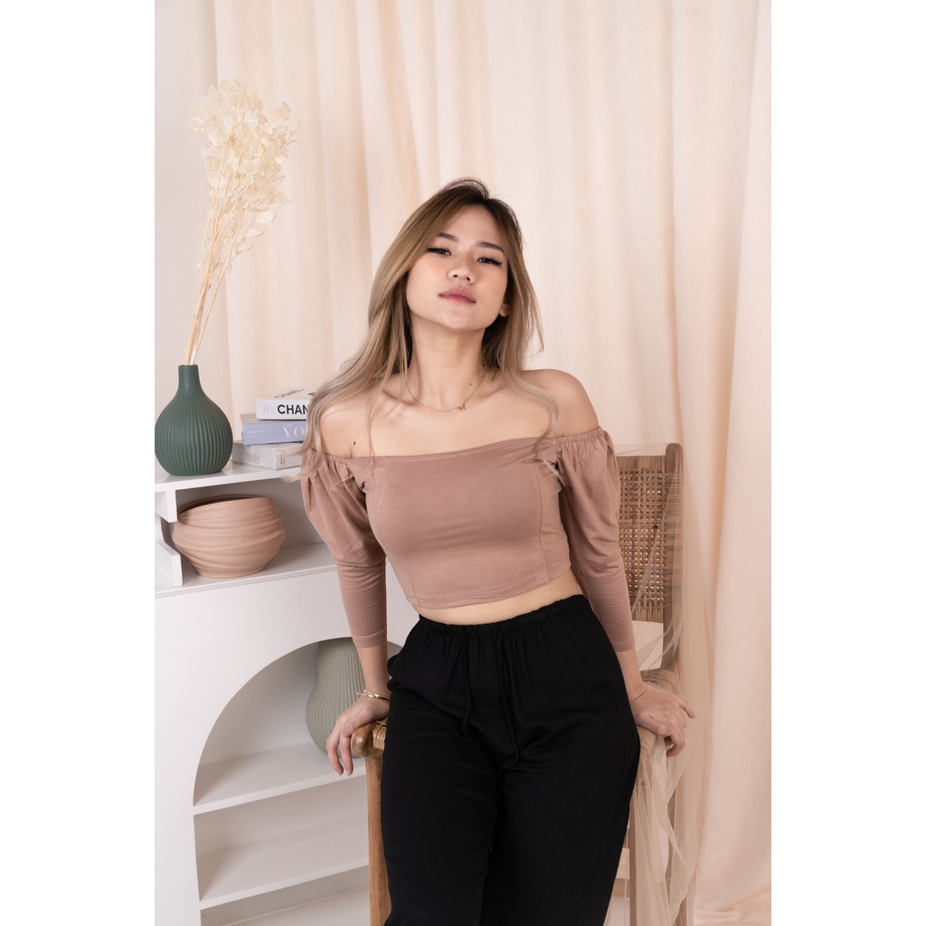 (COD) OH Fashion Cory Sabrina Crop top Stylish Wanita #2470