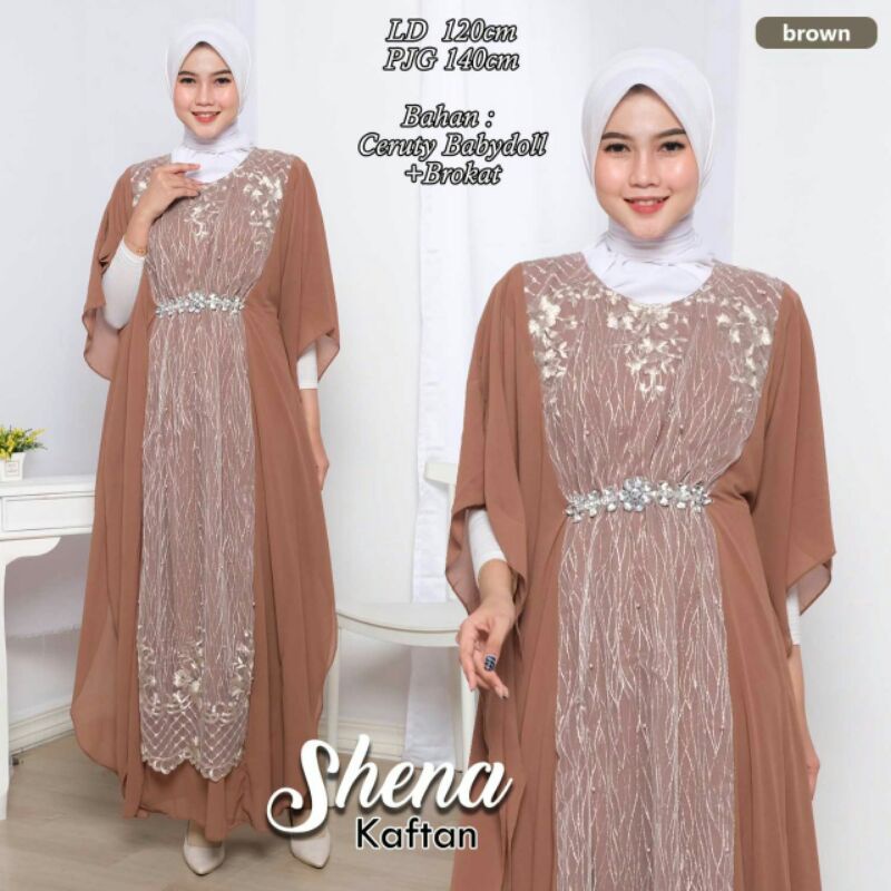 shena kaftan bahan ceruty kombi brukat +furing