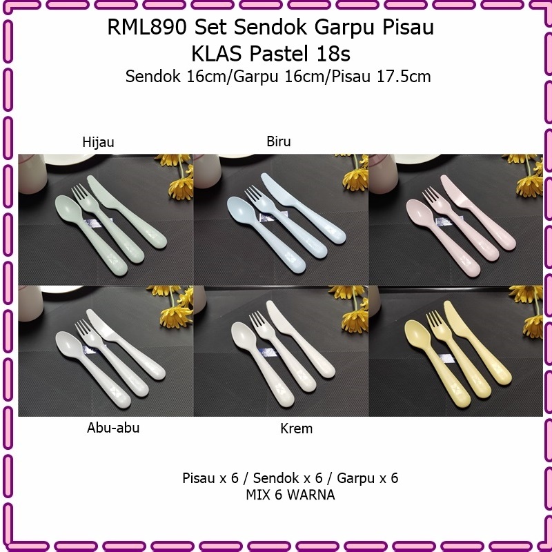 [Set 18pcs] RML890 Set Sendok Garpu Pisau Anak KLAS Pastel 18pcs