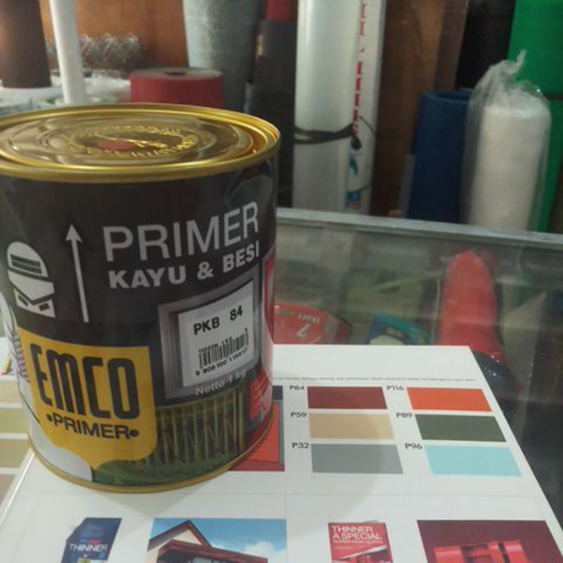 Emco primer kayu besi 1 kg. cat primer EMCO. cat meni . cat dasar