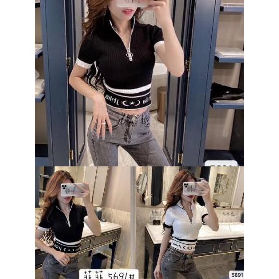✈ 27-5691 Knit Import Zipper/Rajut Resleting Depan model Crop ➧