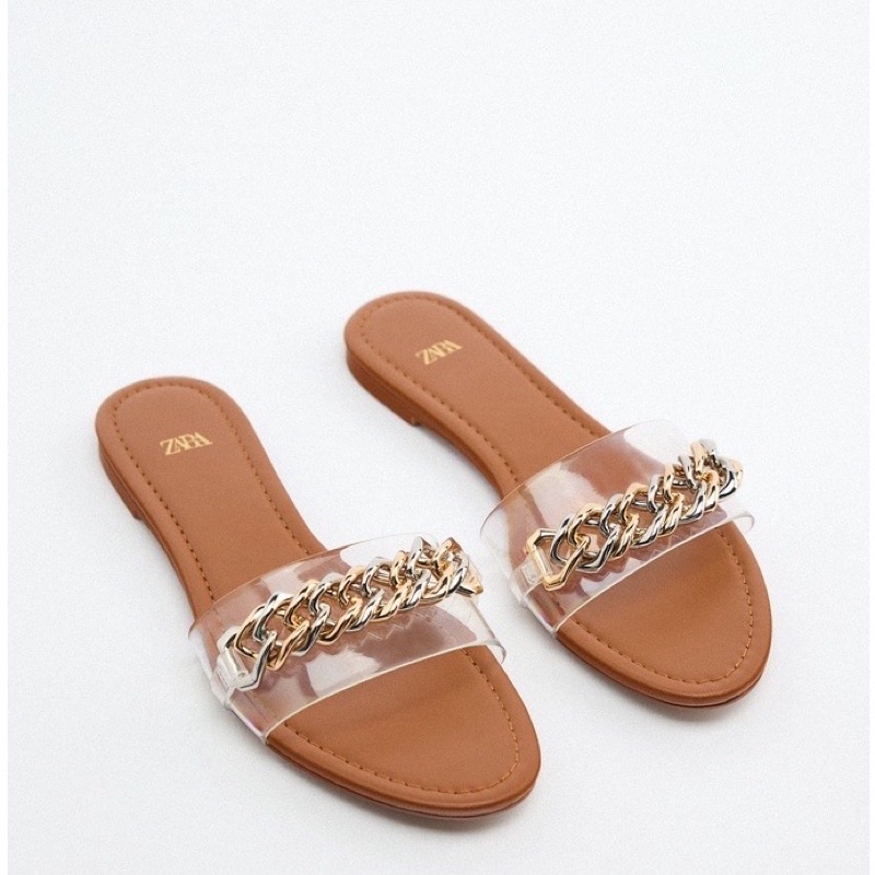 Sandal Zara Wanita Slider Chain Sandal Flat Wanita Sandal Fashion Wanita Sandal Wanita Import Sendal