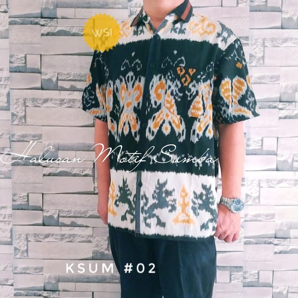 Promo!! Kemeja Tenun Pria Motif Sumba/Hem tenun Jepara/Hem Tenun Pria Pendek/Kemeja Tenun /WSI