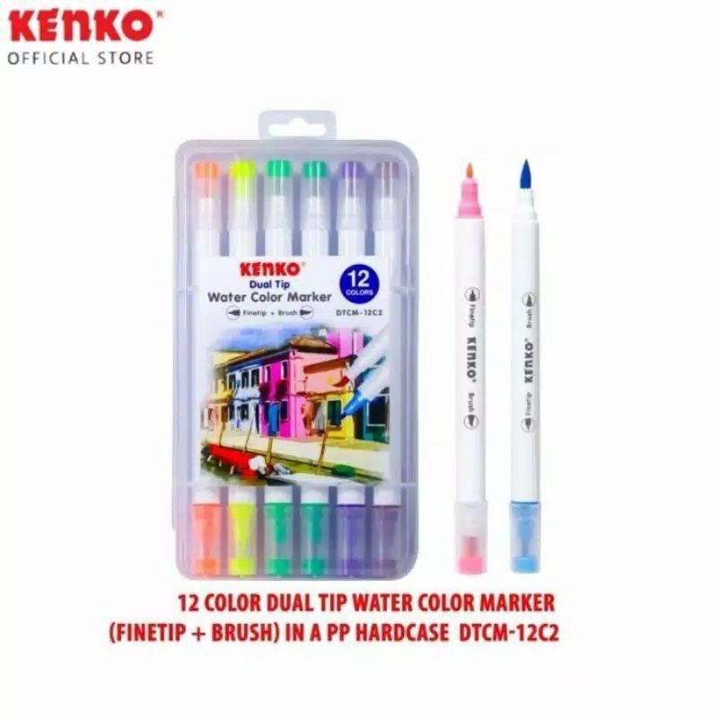 

Spidol Color Marker & Highlighter Kenko DTCM-12C2 Dual Tip Water Based