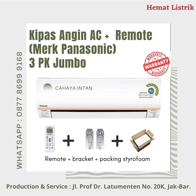 Kipas Angin Model AC 3 PK Jumbo Remote Merk Panasonic (Polos)