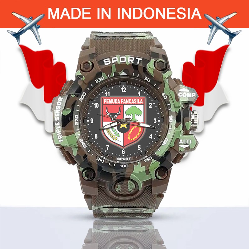 {Istimewa} Jam Tangan PP (Pemuda Pancasila) -Coklat  Army Water Resistant
