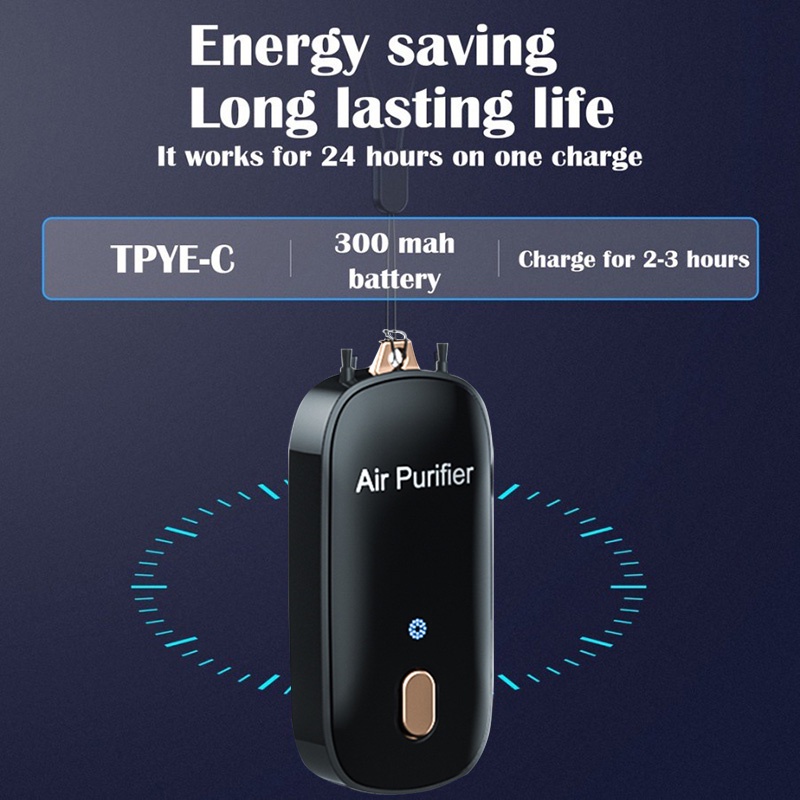 Kalung Air Purifier K7 Portable Necklace & Clip ion Anion Filter