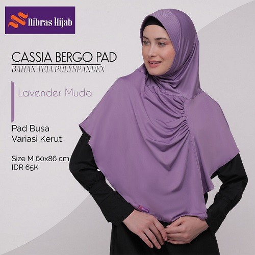 NIBRAS HIJAB CASSIA BERGO PAD BAHAN TEJA POLYSPANDEX HIJAB INSTANT WANITA SIMPLE POLOS MODERN