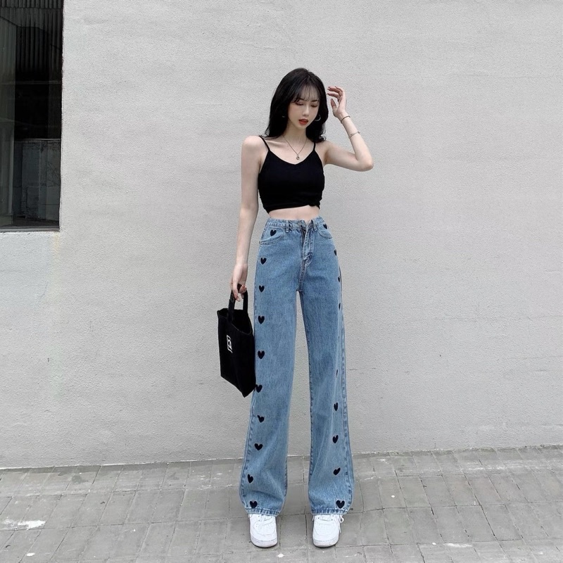 JEANS IMPORT HIGHWAIST PANTS CELANA DENIM BAGGY LOOSE HW CULLOTE KULOT WANITA CEWEK MX818