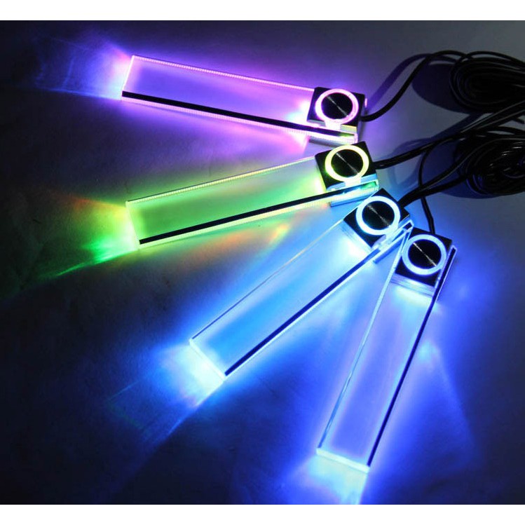 4 in 1 Lampu LED Akrilik Warna Hias Interior Mobil Plug n Play Colokan Rokok 12V