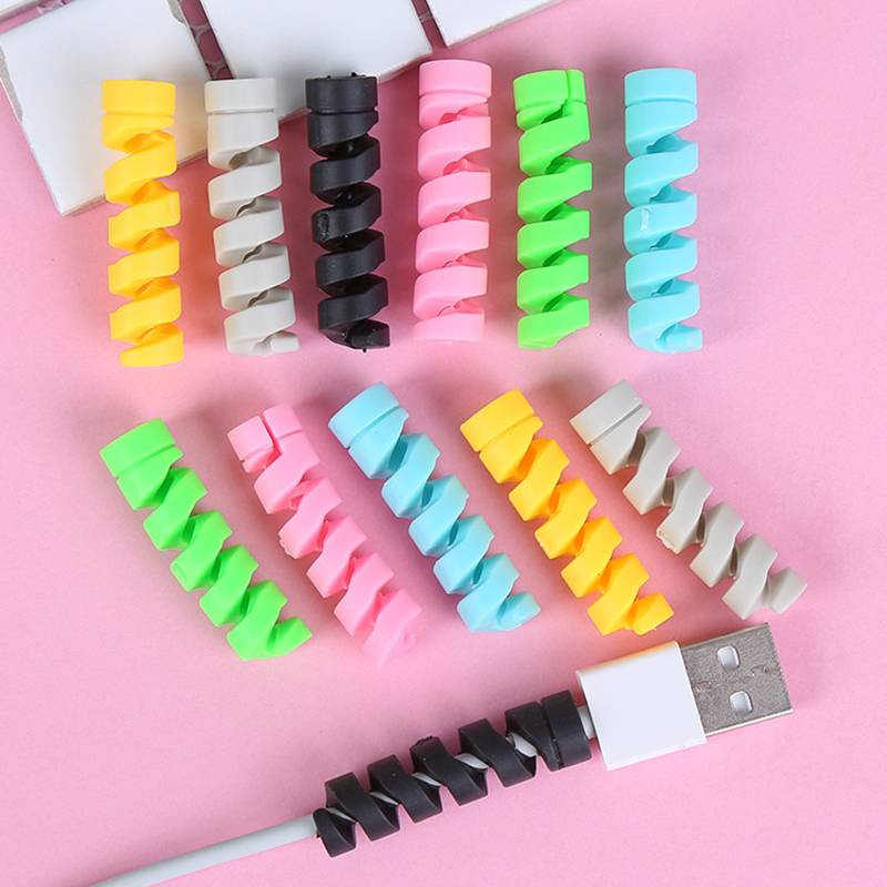 Pelindung Kabel Charger Usb Bahan Silikon Warna Acak Untuk Apple Iphone