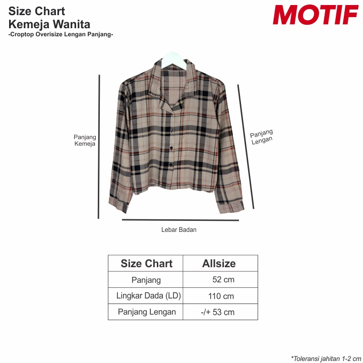 KEMEJA KOTAK-KOTAK WANITA CROPTOP OVERSIZE KOREAN STYLE CASUAL KATUN RAYON SHIRT ORGANIK MODE A