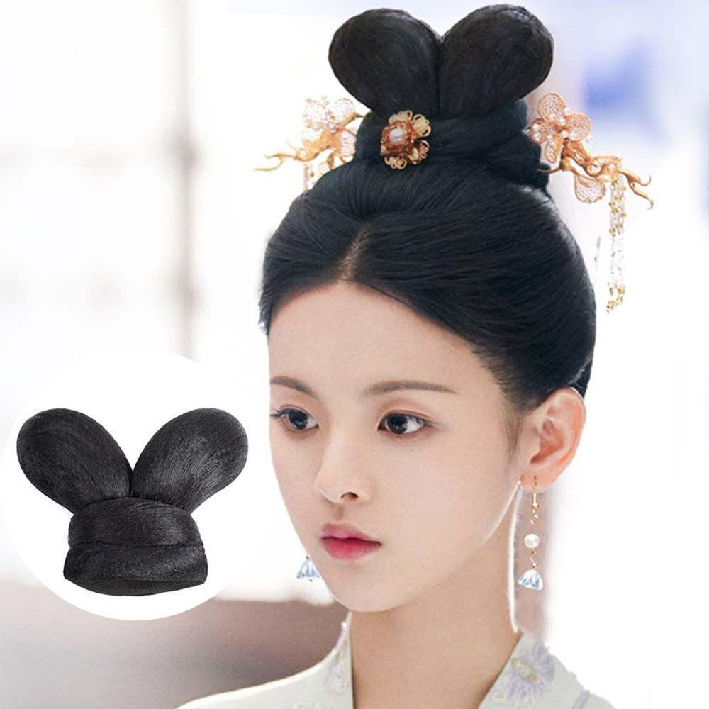 Mxbeauty Sanggul Rambut Cina Hitam Alami Rambut Sintetis Hanfu Hair Bun Chinese Princess Styling Wig Sanggul