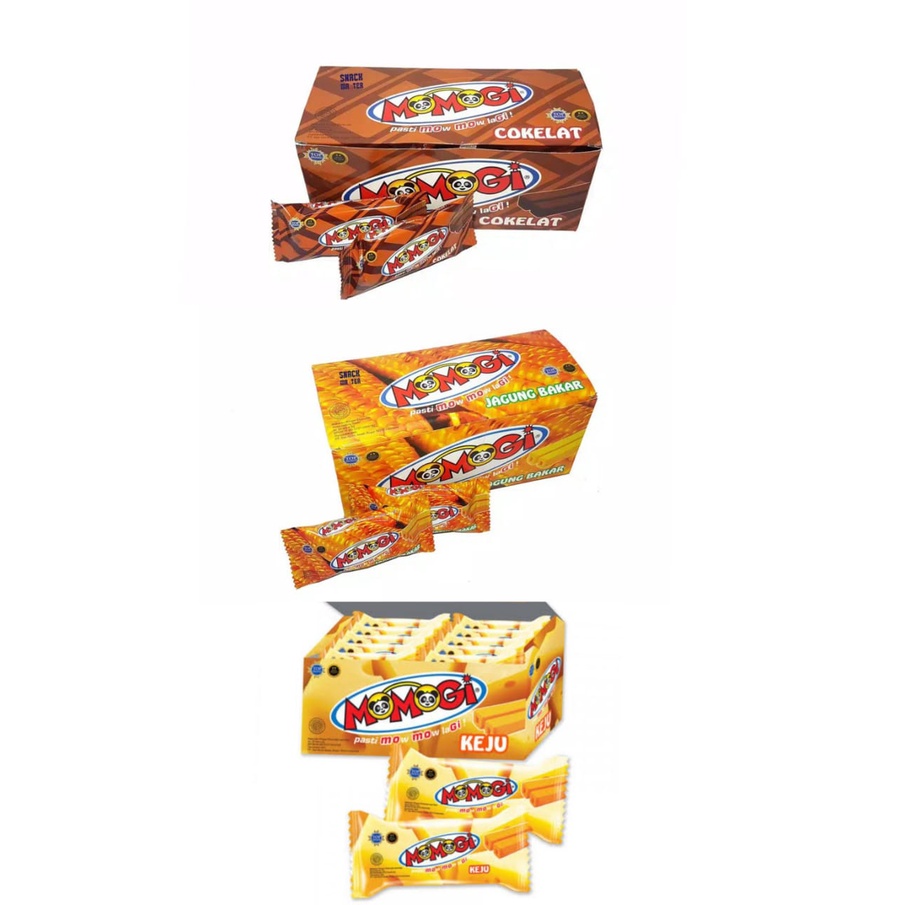 Snack Wafer Momogi ekstrudat (1 Box 20 pcs x 6gr) cemilan murah dan enak