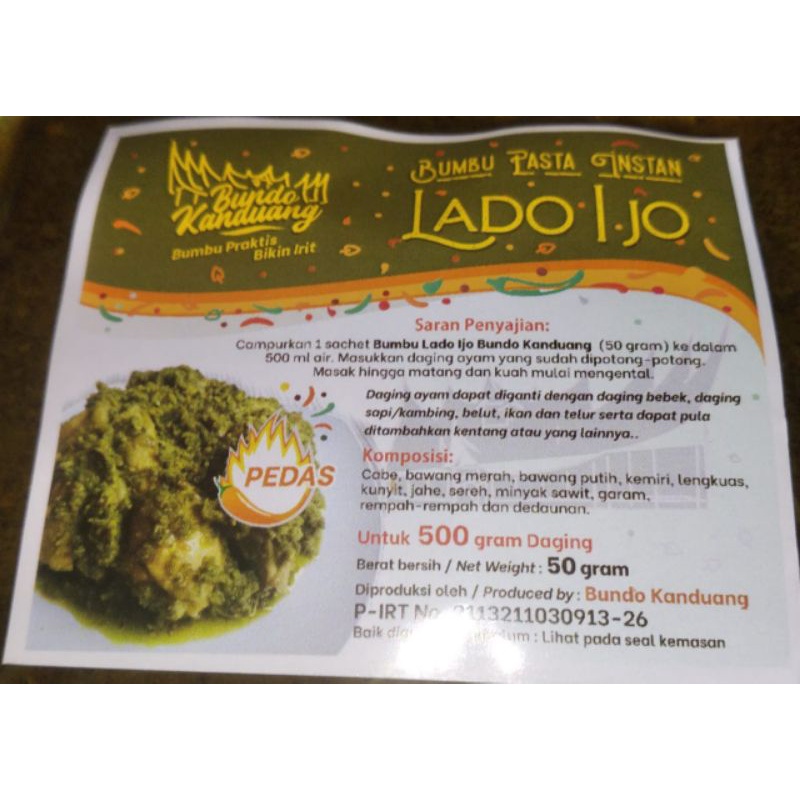 

BUMBU LADO IJO BUNDO KANDUANG