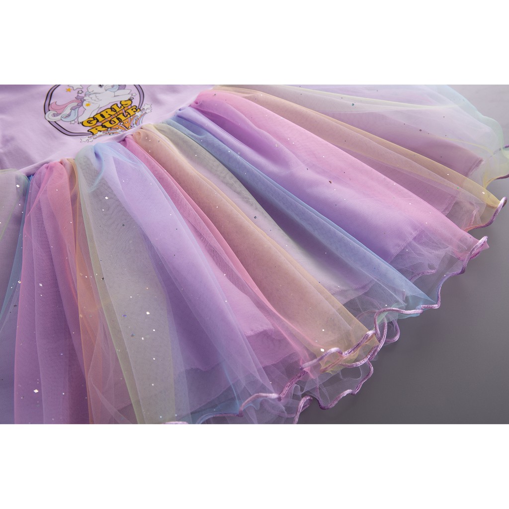 Dress tutu anak perempuan gaun pesta unicorn rainbow anak cewek lucu import-5