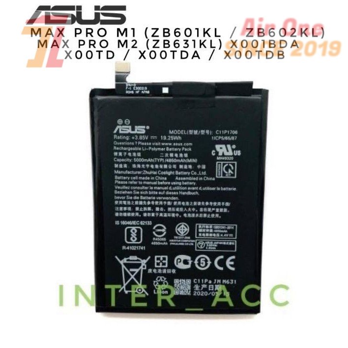 AirOne BATERAI ASUS ZENFONE MAX PRO M1 M2 ZB601KL ZB602KL ZB631KL X00TD X00TDA X00TDB ORIGINAL C11P1