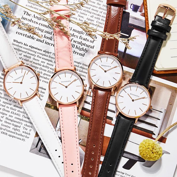 ふ Bostanten Jam Tangan Wanita Sangat tipis Quartz kulit Cewek Women Watch COD Quartz イ
