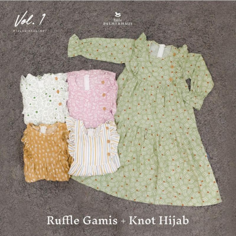 Little Palmerhaus RUFFLE GAMIS + KNOT HIJAB Anak / Gamis Raya Collection 2022