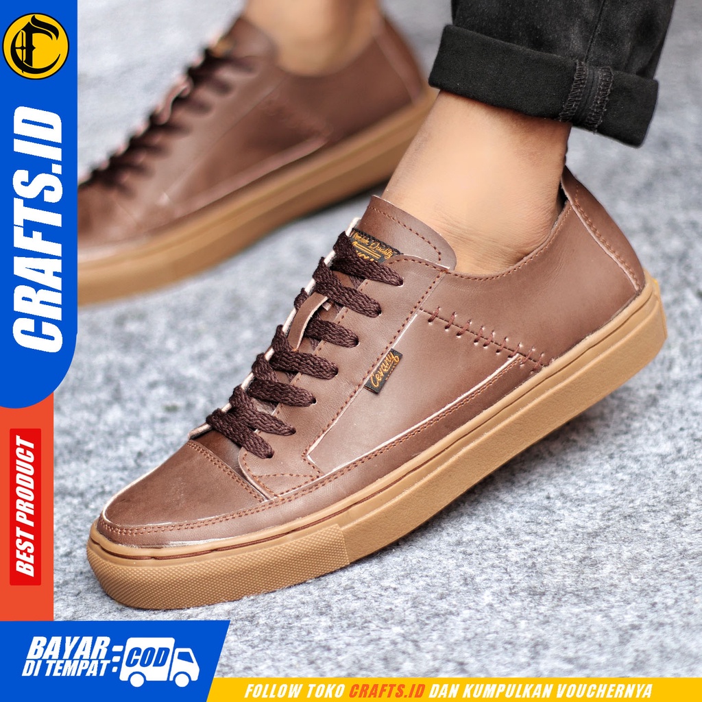 Sepatu Sneakers Pria Sepatu Casual Pria Kulit Asli Sepatu Kerja Kuliah Kondangan Sepatu Hitam Pria CRAFT DANTEZ