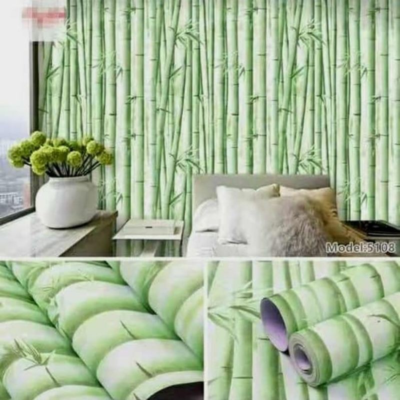Wallpaper Sticker Dinding Bambu Hijau Muda