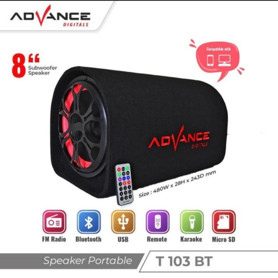 Speaker Active Tabung Bluetooth Advance 8 Inch T-103BT T103BT