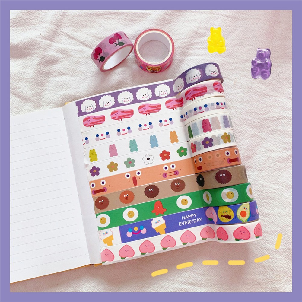 Washi Tape Motif Awan Wajah Beruang Tersenyum Gaya Korea Untuk Dekorasi Diary Scrapbooking