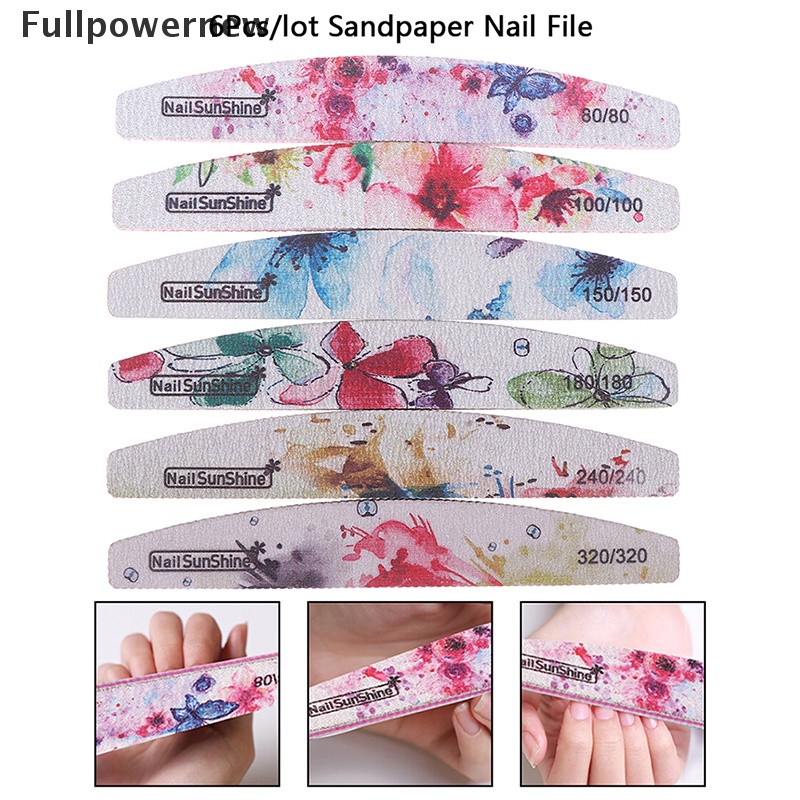 [FULL] 6Pcs Sandpaper Nail File Sanding Buffer Block Washable Nail Files Pedicure Tool