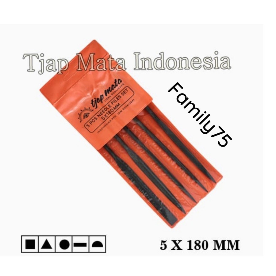 Kikir Besi Set 5 pcs Tjap Mata 5 x 180 MM Kikir Sumpit Set Cap Mata Kikir Jarum