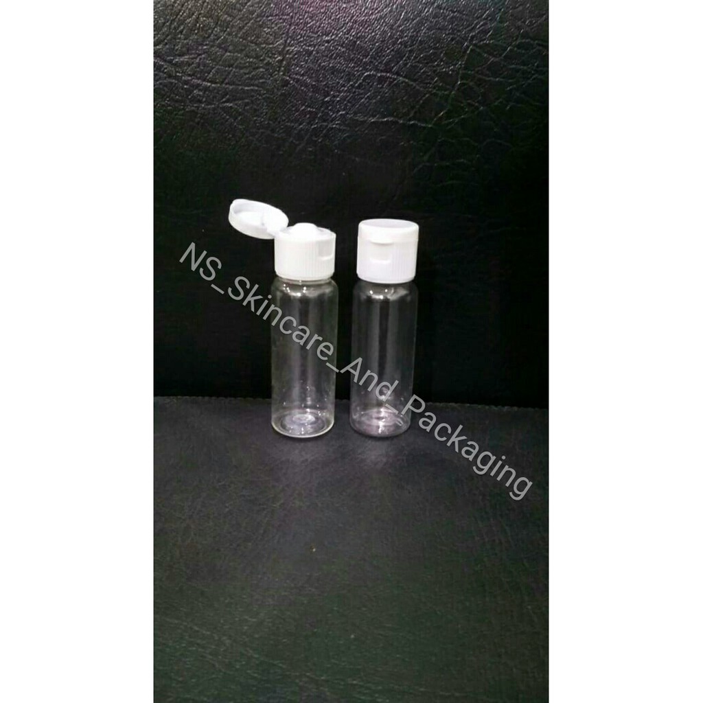 Botol fliptop 20 ml / Botol PET 20 ml Natural Tutup Fliptop ( Putih)