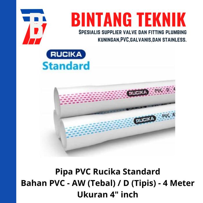 Pipa Pipa Pvc Rucika Putih 4" Inch 4 Meter