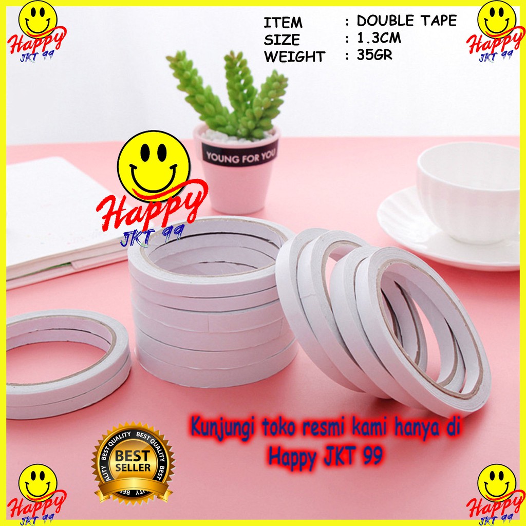 [ HAPPY JKT 99 ] ISOLASI DOUBLE TAPE SOLVENT 1.3CM X 12M