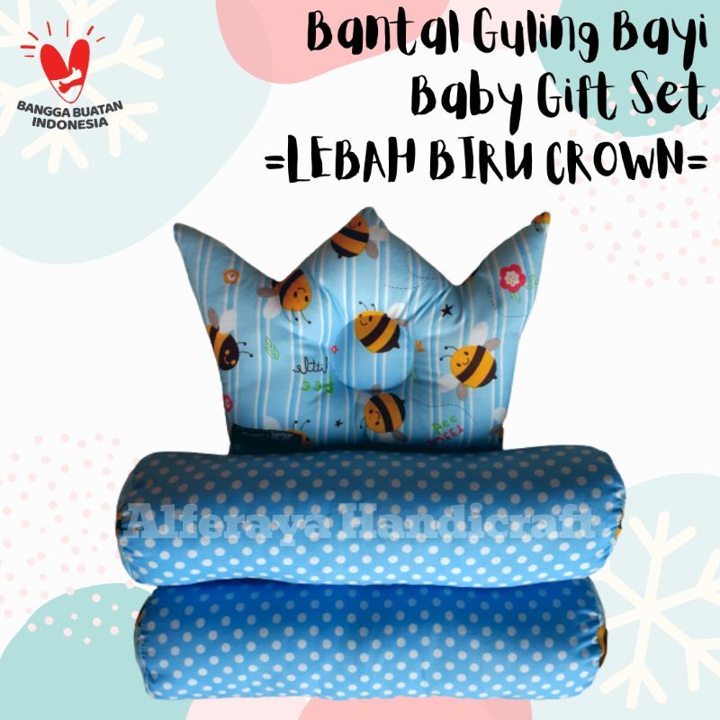 Bantal Guling Bayi / Baby Gift Set Newborn / Kado Bayi-Lebah Biru Crown