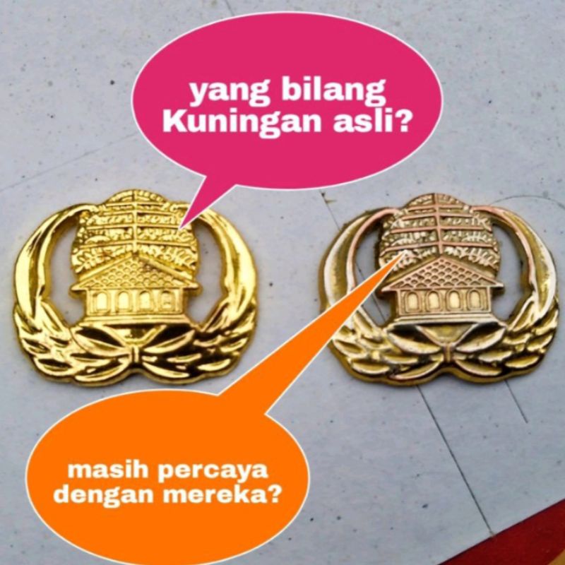 Pin Korpri Impor - Peniti - Kualitas Super - Premium - Tebal - Lapis Emas - Bukan Kuningan - Bisa Luntur Menjadi Warna Putih / Coklat