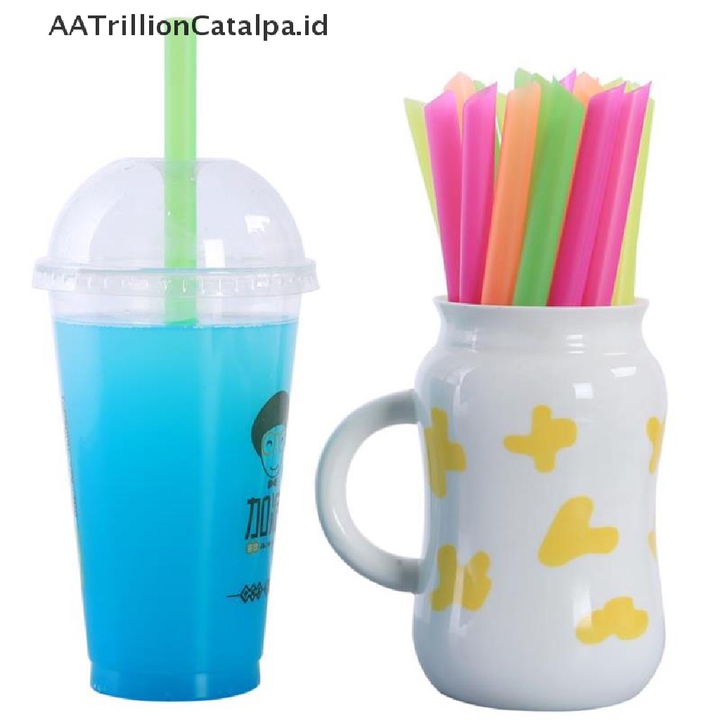 (AATrillionCatalpa) 100pcs Sedotan Plastik Lebar Sekali Pakai Untuk Milkshake / Teh