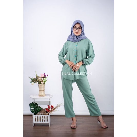 Pajamas Zahira -Pajamas Polos Rayon-Piyama Tangan Panjang -Kancing Depan -piyama polos-stelan wanita- Piyama Polos - Piyama- Set rayon