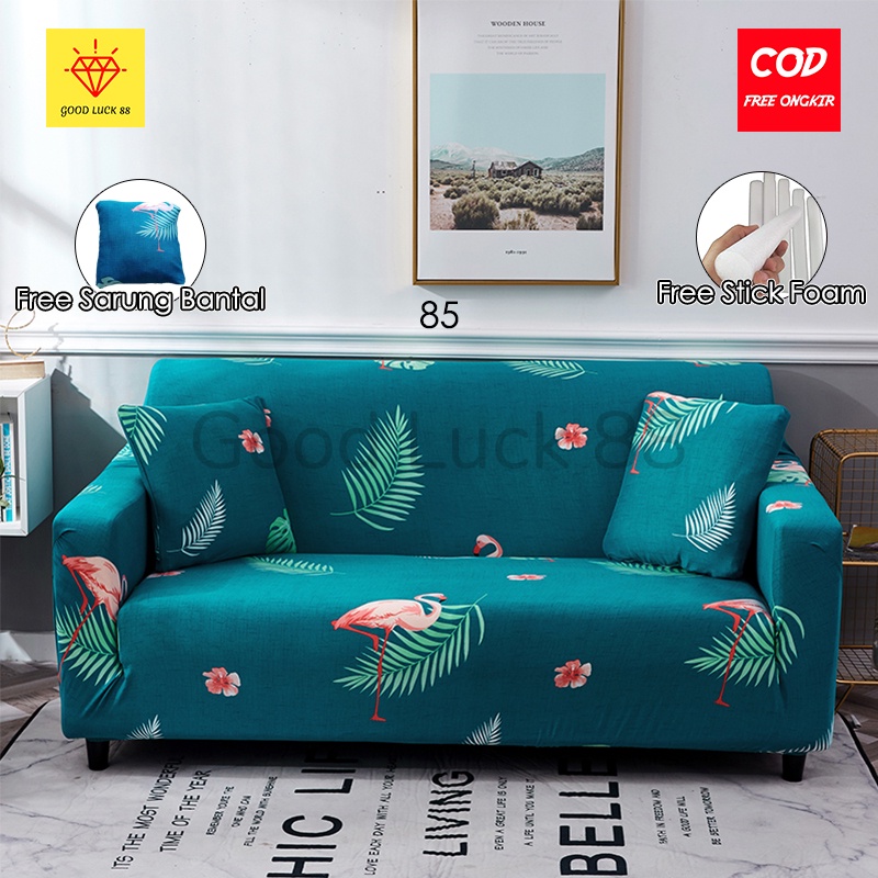 Sarung Sofa 1 seater / 2 seater / 3 seater / 4 seater dan Sofa L Elastis Termurah FREE SARUNG BANTAL