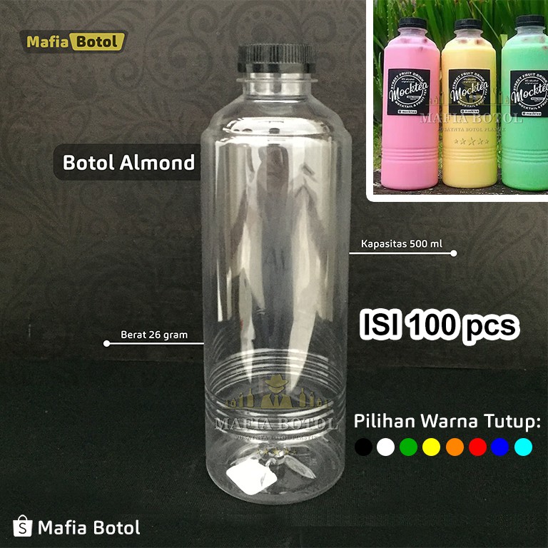 Botol plastik Almond 500 ml isi 91 pcs botol minuman kopi jus botol unik