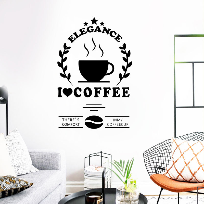 Stiker Dinding Desain Tulisan I Love Coffee Bahan Pvc Tahan Air Dapat Dilepas Untuk Dekorasi Dapur Restoran